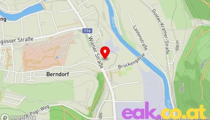 Karte von Energie Steiermark AG Stromversorgungsunternehmen, Dienstleister für Elektrofahrzeug-Ladestationen, Fotovoltaik-Solarstromanlage in Bruck an der Mur